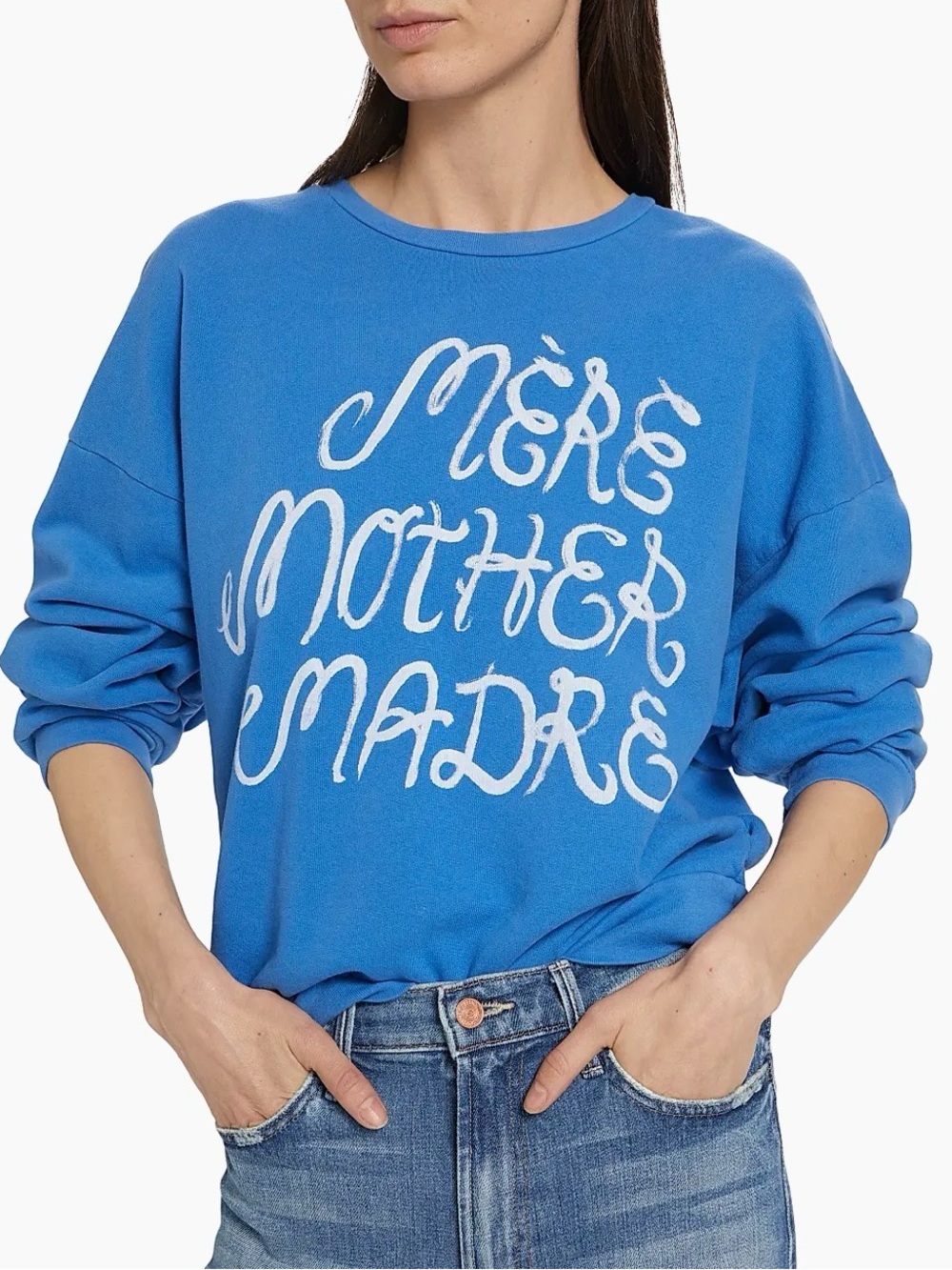 MOTHER The Drop Madre Cotton Crewneck Sweatshirt